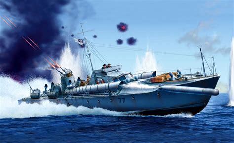 Wallpapers Painting Art Motorboat Torpedo Boat Vosper 72 6 Mtb 77 Army