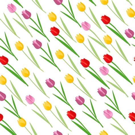 Premium Vector Tulip Vector Seamless Pattern On White Background