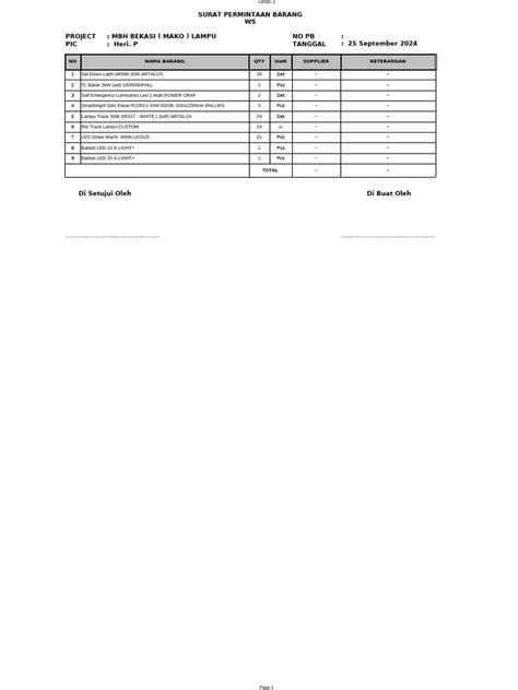 Surat Permintaan Barang Lampu 1 Pdf