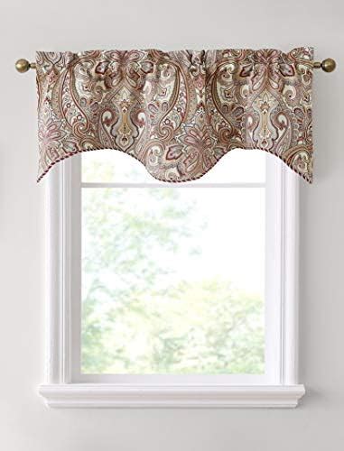 Waverly Traditions Navarra Farmhouse Scalloped Rod Pocket Valance For Windows In