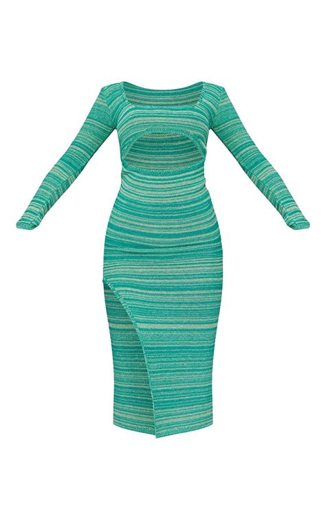 Green Two Tone Cut Out Midaxi Dress Prettylittlething Usa