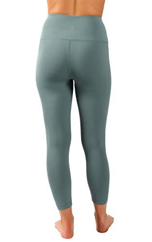 90 Degree By Reflex High Waist Squat Proof Capris 22” Interlink Workout Capris Silver Pine