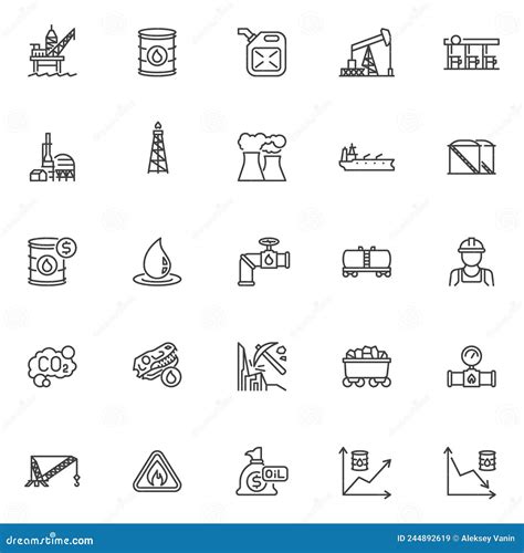 Gas and Oil Industry Line Icons Set Stock Vector - Illustration of design, pixel: 244892619