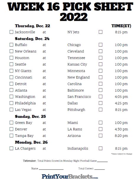 Nfl Week 11 Printable Schedule FreePrintable Me