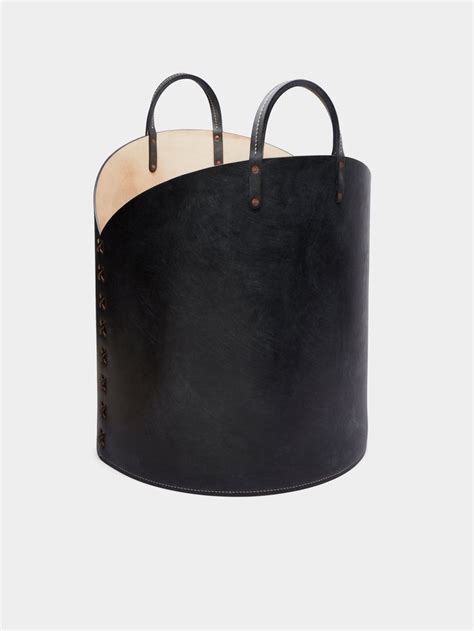 Leather Log Basket Leather Log Baskets Handcrafted Leather