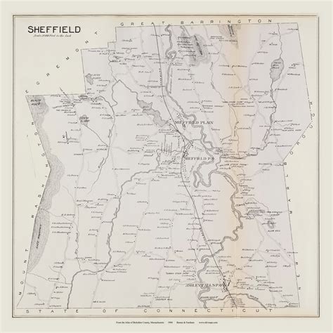 Sheffield Massachusetts 1904 Old Town Map Custom Reprint Berkshire Co Old Maps