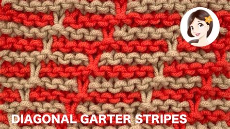 Diagonal Garter Stripes Knitting Stitch Patterns Youtube