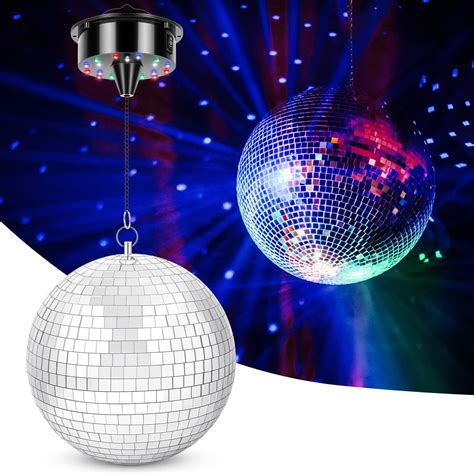 Disco Ball Disco Ball - Meagoo Disco Ball with Motor and Light, 8" Hanging Mirror Ball and 6RPM ...