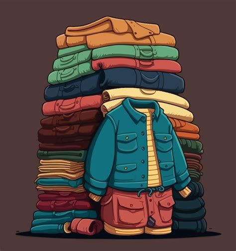 Uma Pilha De Roupas Planas E Coloridas Muitas Roupas Ilustra O Em