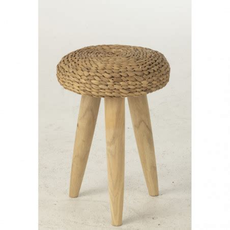 Tabouret Rond Teck Jacinthe D Eau Naturel J Line 42315