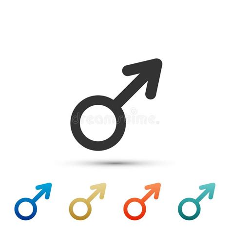 Male Gender Symbol Icon Isolated On White Background Set Elements In