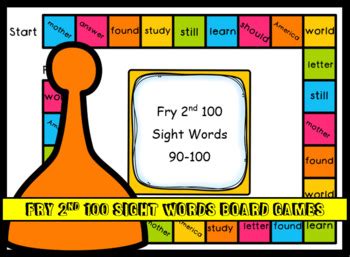 Fry Nd Sight Words Board Games By Learning With Lake Tpt