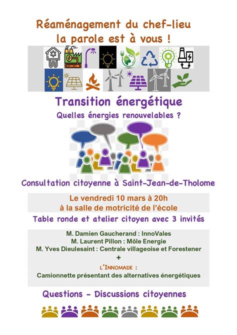 10 mars Table ronde Transition énergétique Saint Jean de Tholome