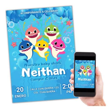 Invitaci N Digital Baby Shark Fiesta Cumplea Os Cuotas Sin Inter S