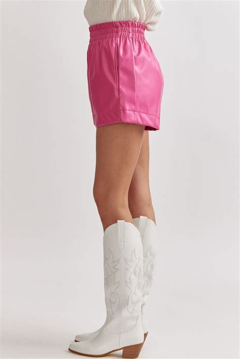 Faux Leather Shorts Hot Pink Belle Maison Collection