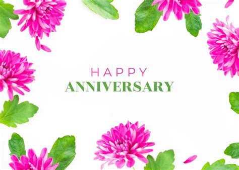 Happy Anniversary (pink flowers) customizable card template | Shutterstock