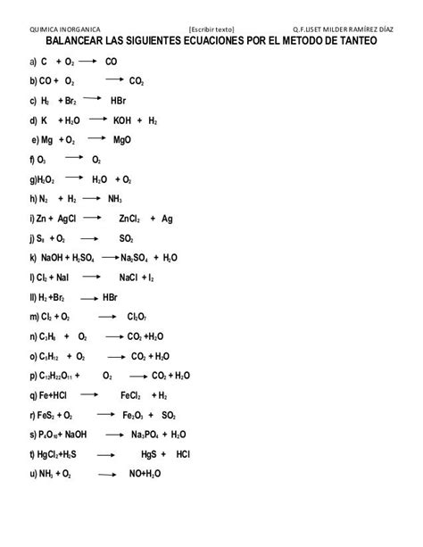 Quimica Inorganica Escribir Texto Q F Liset Milder Ram Rez