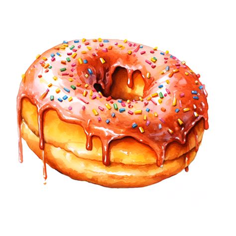 Donut With Sprinkles Watercolor Clipart 23828758 Png