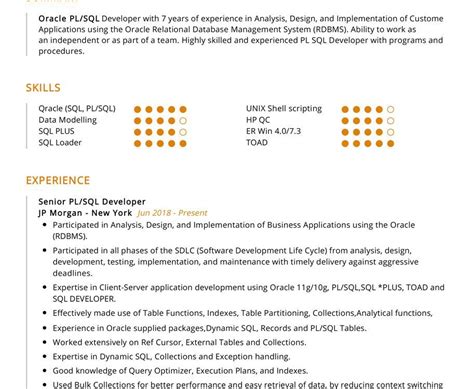 PL SQL Developer Resume Sample CV Sample 2020 ResumeKraft Pl