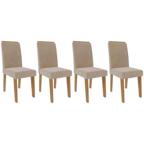 Cadeira Sala de Jantar Taís Kit Un Madeirado suede Nude Bege Cimol