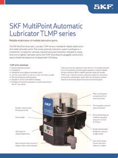 Skf Multipoint Automatic Lubricator Tlmp Series Skf Multipoint