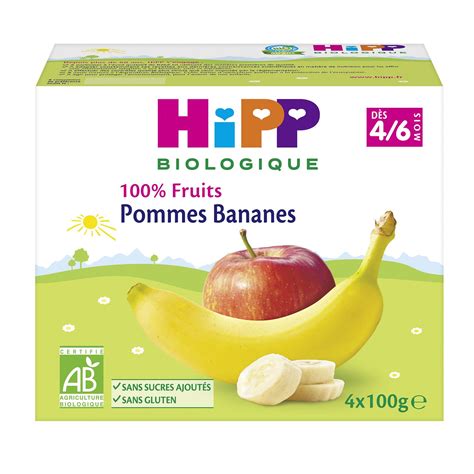 Compotes B B Bio D S Mois Pomme Banane Sans Sucres Ajout S Hipp