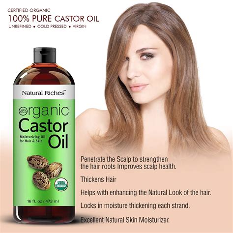 Organic Castor Oil Cold Pressed Usda Certified For Dry Skin Hair Loss