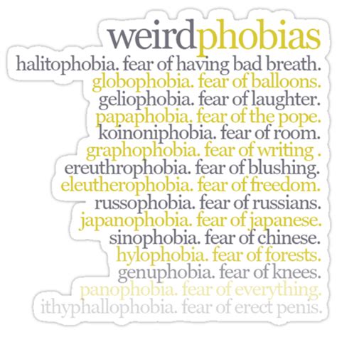 "Weird Phobias" Stickers by Giii | Redbubble