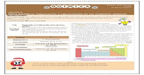 Pdf Tabla Periódica Organización Y Regularidades De Los Elementos