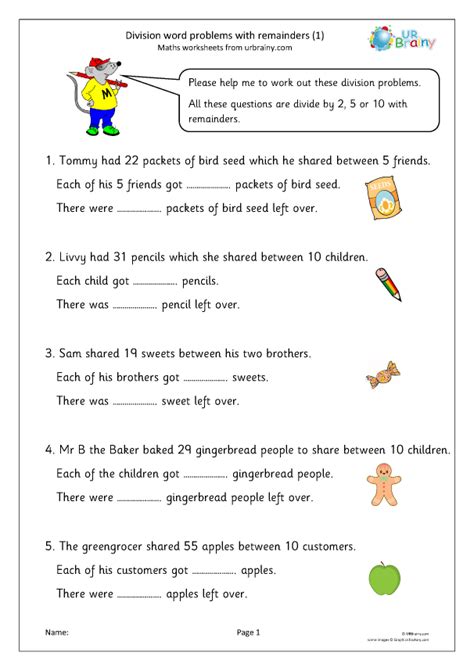 Division Problem Worksheets