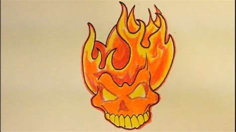 How To Draw A Skull On Fire| With Flames|Easy| For Beginners - YouTube ...