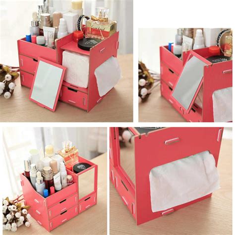 R25 Rak Kosmetik Mini KACA CERMIN Desktop Storage Tempat Penyimpanan