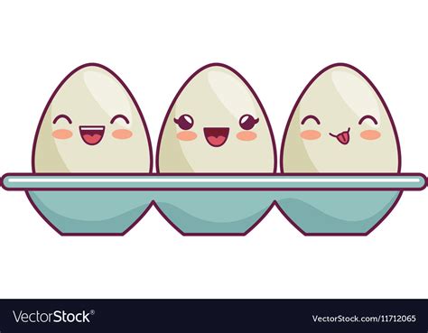 Eggs Container Kawaii Style Isolated Icon Vector Image