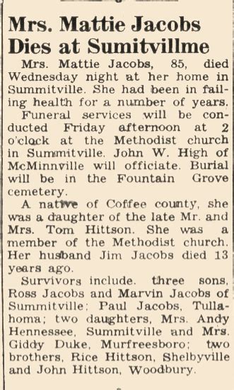 Martha Jane Mattie Hittson Jacobs Find A Grave Memorial