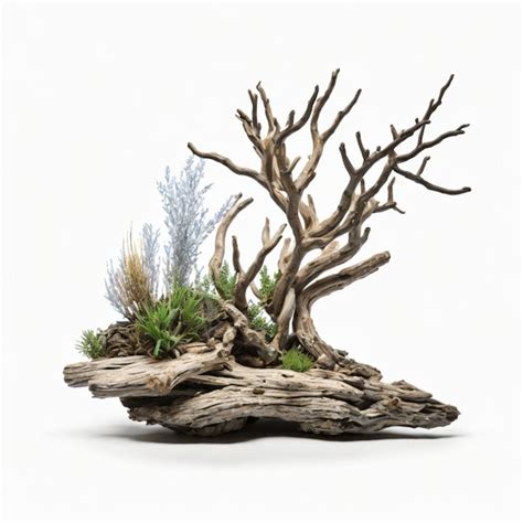 Premium Photo Aquarium Driftwood Natural Elegance On White Background