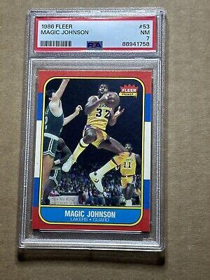 Fleer Magic Johnson Card Graded Psa Nm N Q Hof Lakers