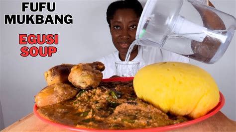 Asmr Eating Fufu And Egusi Soup Mukbang Chicken Laps Dried Catfish