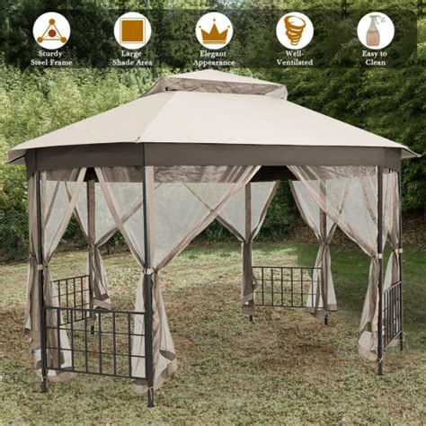 10x 12 Octagonal Patio Gazebo With Mosquito Net Costway