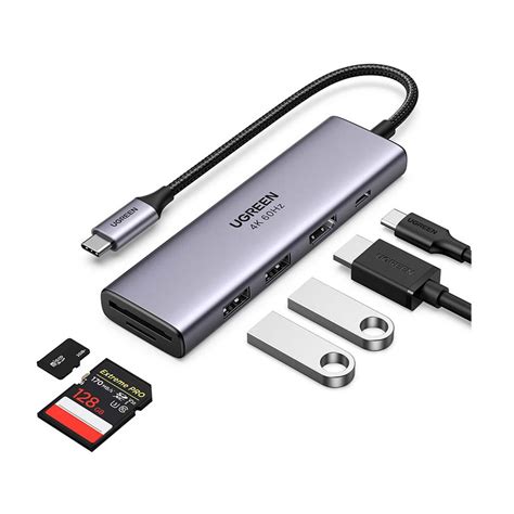 Ugreen Port Hub 6 In 1 USB C To HDMI 4K 60HZ 2 USB3 0 TF SD