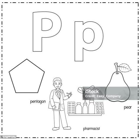 Ilustrasi Vektor Untuk Mempelajari Huruf P Di Huruf Kecil Dan Huruf