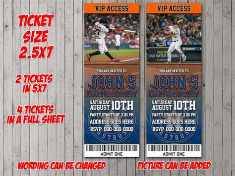 Houston Astros Ticket Digital Invitation Party Reunion Etsy