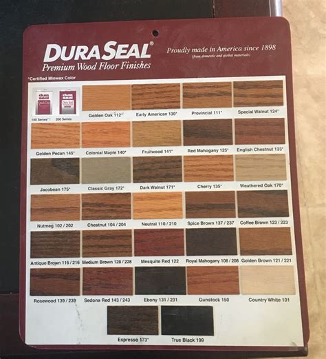 Duraseal Floor Stain Color Chart