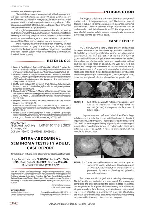 Pdf Intra Abdominal Seminoma Testis In Adult Case Report