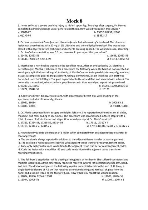 Cpc Mock Q Coding Mock James Suffered A Severe Crushing