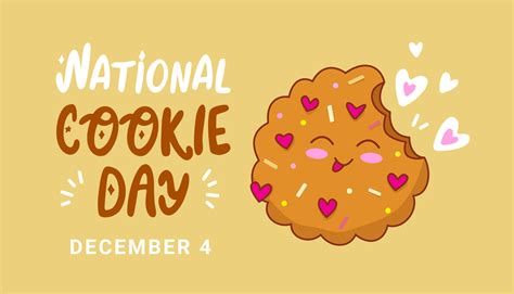 National Cookie Day 4th December Funny Chocolate Sweet Cookie Vector