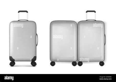 3d Travel Suitcase Realistic Silver Luggage Bag Isolated Baggage