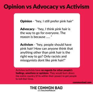 Opinions vs Advocacy vs Activism – The Common Bad