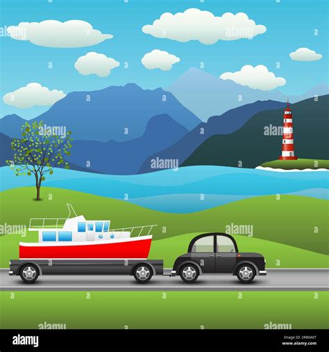 How To Tow A Boat Stock Vector Images Alamy