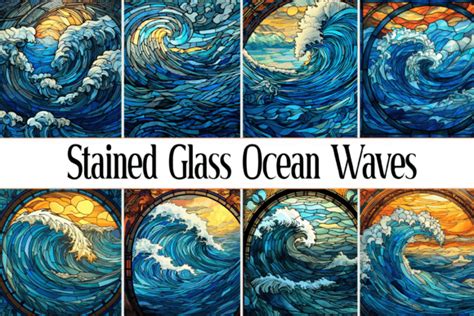 Stained Glass Ocean Waves Graphic By Wow Art · Creative Fabrica