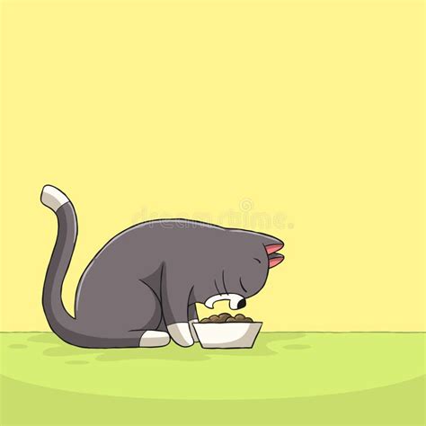 Cat Eats Her Food Stock Vector Illustration Of Animal 162633036